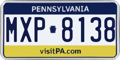 PA license plate MXP8138