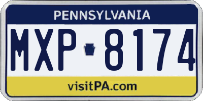 PA license plate MXP8174