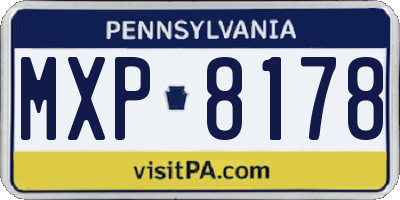 PA license plate MXP8178
