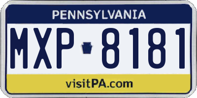 PA license plate MXP8181