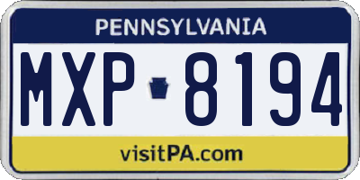 PA license plate MXP8194