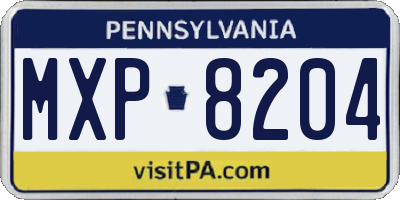 PA license plate MXP8204