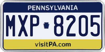 PA license plate MXP8205