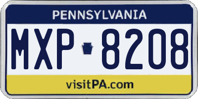 PA license plate MXP8208