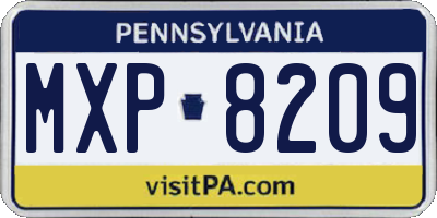 PA license plate MXP8209