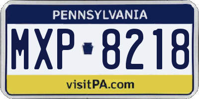 PA license plate MXP8218