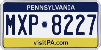 PA license plate MXP8227