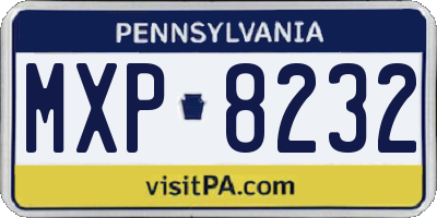 PA license plate MXP8232