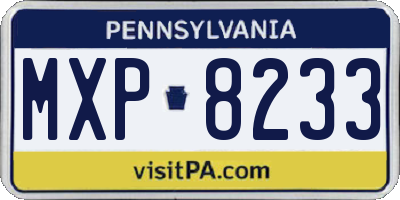 PA license plate MXP8233