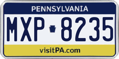 PA license plate MXP8235