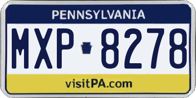 PA license plate MXP8278