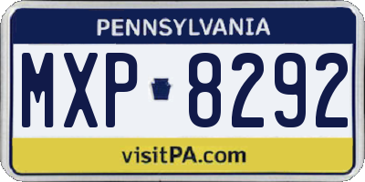 PA license plate MXP8292