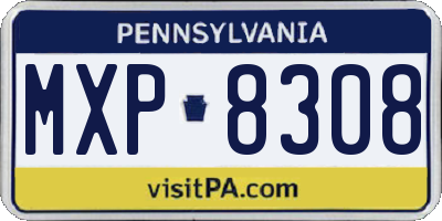 PA license plate MXP8308