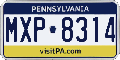 PA license plate MXP8314
