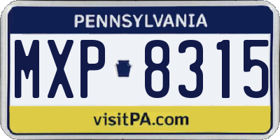 PA license plate MXP8315