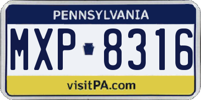 PA license plate MXP8316