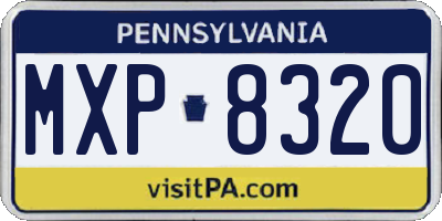 PA license plate MXP8320