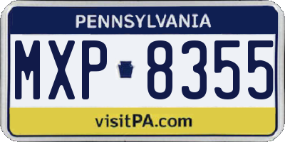 PA license plate MXP8355