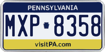 PA license plate MXP8358