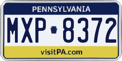 PA license plate MXP8372