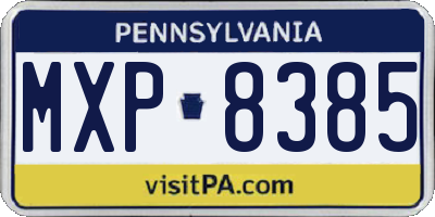 PA license plate MXP8385