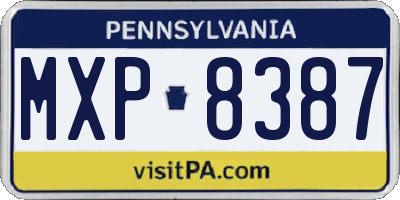 PA license plate MXP8387