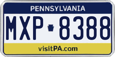 PA license plate MXP8388