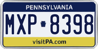PA license plate MXP8398