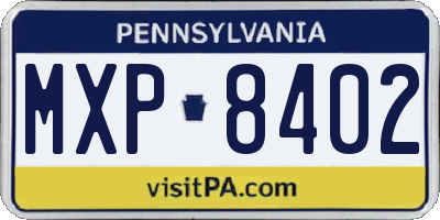PA license plate MXP8402