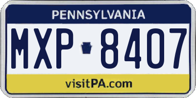 PA license plate MXP8407