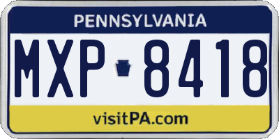 PA license plate MXP8418