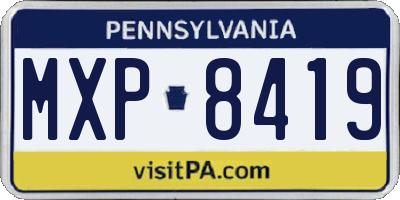 PA license plate MXP8419
