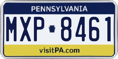 PA license plate MXP8461