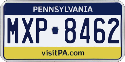 PA license plate MXP8462