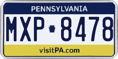PA license plate MXP8478