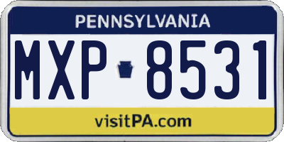 PA license plate MXP8531