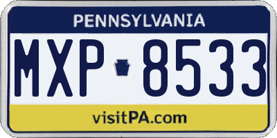 PA license plate MXP8533