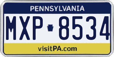 PA license plate MXP8534