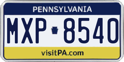 PA license plate MXP8540