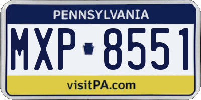 PA license plate MXP8551
