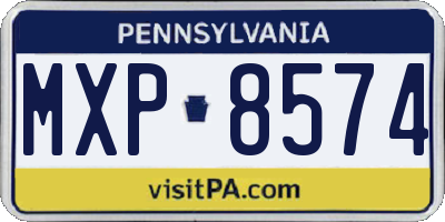 PA license plate MXP8574
