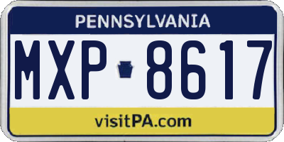 PA license plate MXP8617