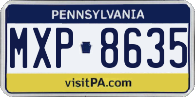 PA license plate MXP8635