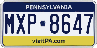 PA license plate MXP8647