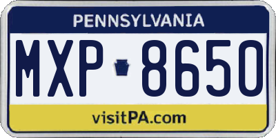 PA license plate MXP8650