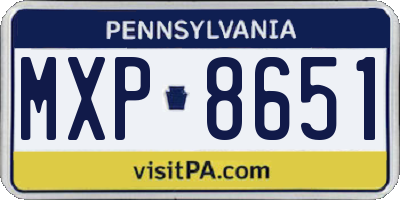 PA license plate MXP8651