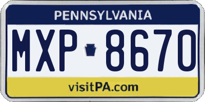 PA license plate MXP8670