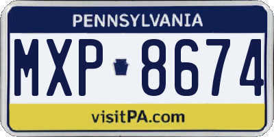PA license plate MXP8674