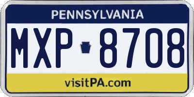 PA license plate MXP8708