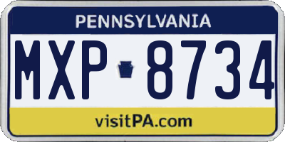 PA license plate MXP8734